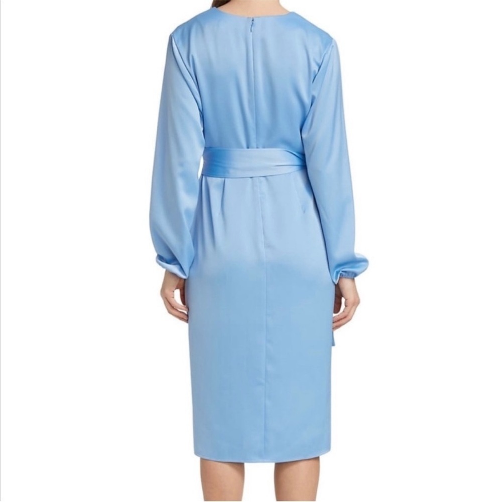 NWT Wayf Light Blue Midi Wrap Dress - Picture 3 of 7